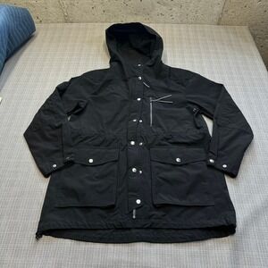 J.Crew Rain Jacket Womens Small Black Utility Hooded Lightweight Outdoors